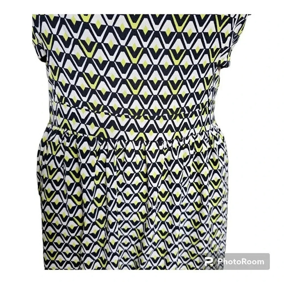Sweet Storm Sleeveless Side Cut-outs Blue Lime White Geo Print Maxi Dress /L - Picture 8 of 12